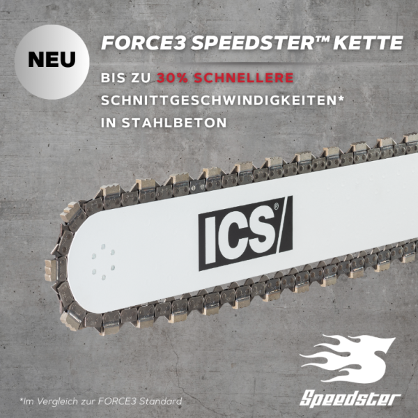 Betonkettensäge ICS Cardi CD35-230V-WL Coccodrillo CD35 30 cm mit Diamantkette ICS Force3-29 Speedster Kette